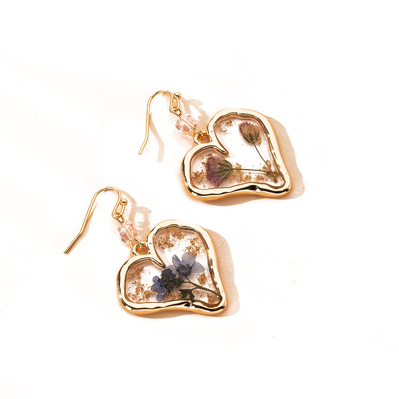 Korea New Geometric Heart-shaped Flower Pendant Earrings For Women Wholesale display picture 5