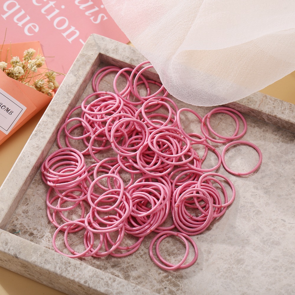 100 Small Candy Color Children's Finger Hair Ring Solid Color High Elasticity Girl's Rubber Band Korean Hair Rope Wholesale Nihaojewelry display picture 6