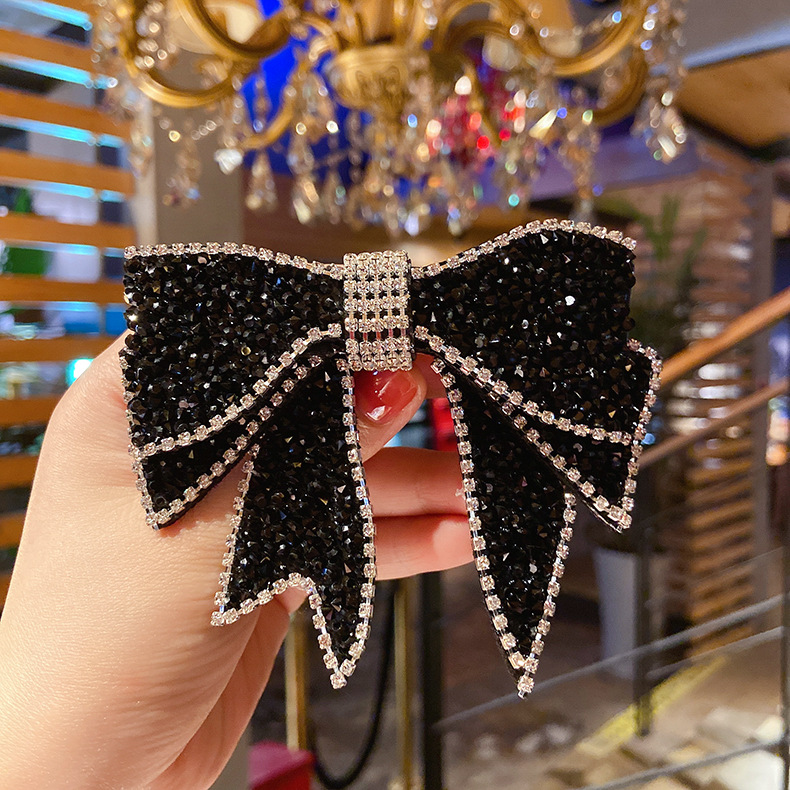 The New Korean Crystal Flashing Diamond Bow Hairpin   Wholesale display picture 3