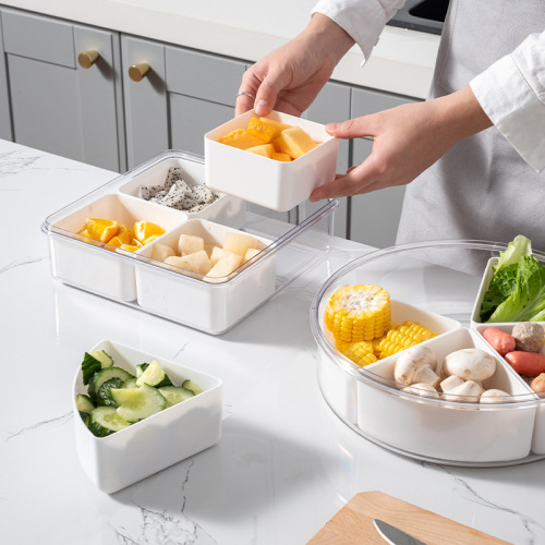 Snack tray, dried fruit box, living room fruit tray, transparent compartmented fruit and vegetable storage box, multifunctional crisper, wish Amazon