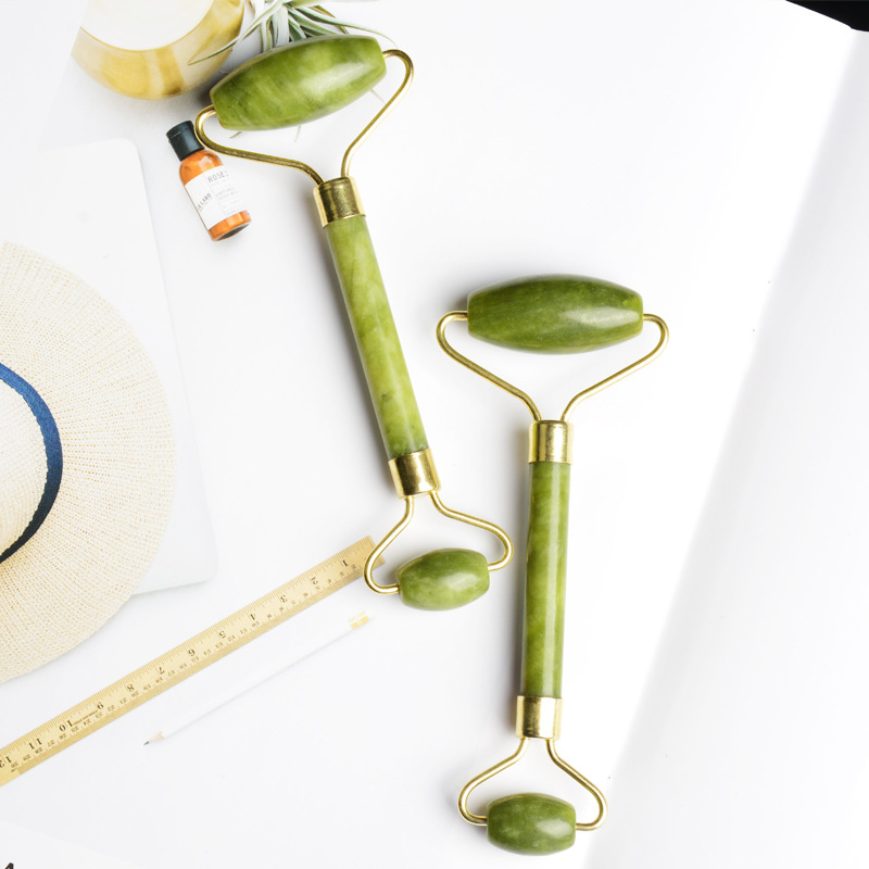 Nuevo masaje Xiuyu Jade rodillo suave soporte de metal rodillo facial belleza contenedor masajeador portátil