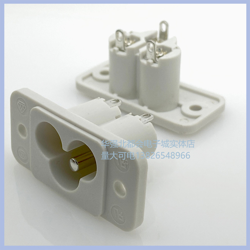 AC梅花三孔电源插座 190-D04白色带耳固定 米老鼠三芯DB-6认证