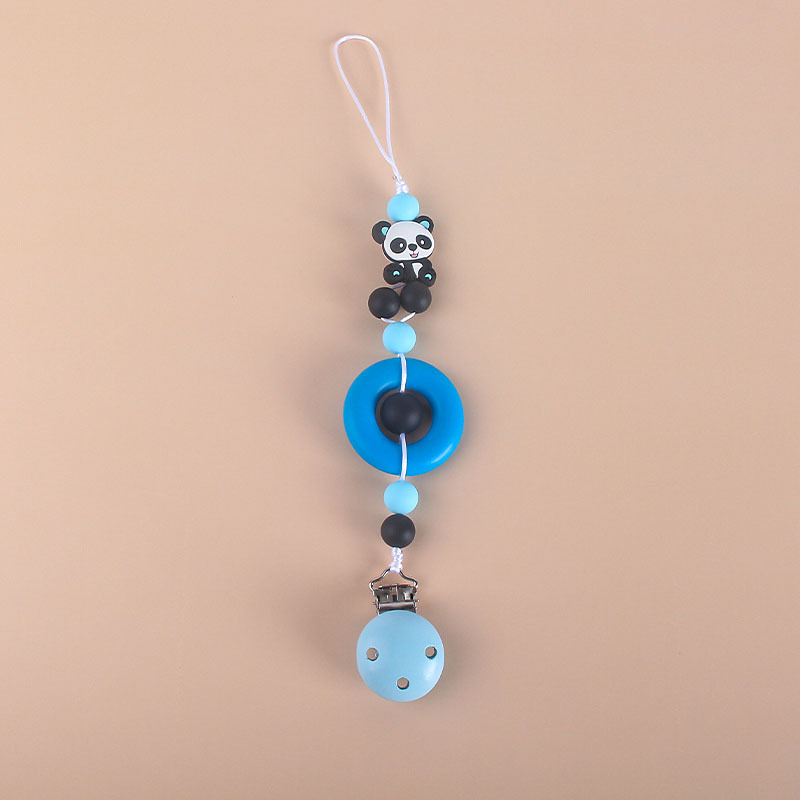DIY bebé chupete anillo de goma Panda de silicona perlas Cadena de pezón cadena anti-caída AliExpress Amazon Venta caliente