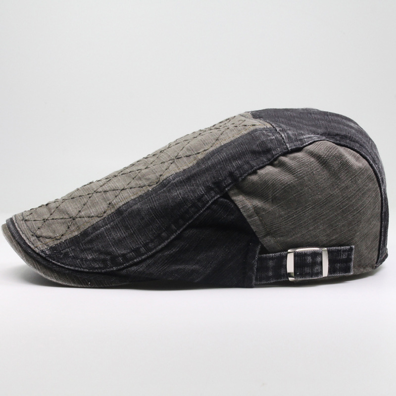 Gespleißter Entenschnabelhut aus reiner Baumwolle, schattenspendende Sonnenschutz-Baskenmütze, modischer und lässiger Herrenhut_voghion.com