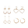 Fashionable earrings, set, universal ear clips from pearl, internet celebrity