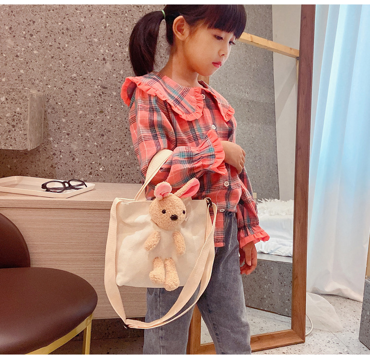 Korean children's bag, new Korean primary school canvas single-shoulder bag, Instagram cute rabbit crossbody bag, handbag undefined
