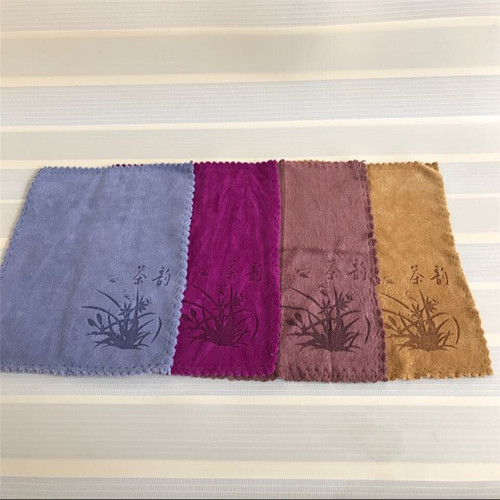 Logo tea towel square towel tea cup mat tea table rag thick absorbent non-falling hair Chinese style soft