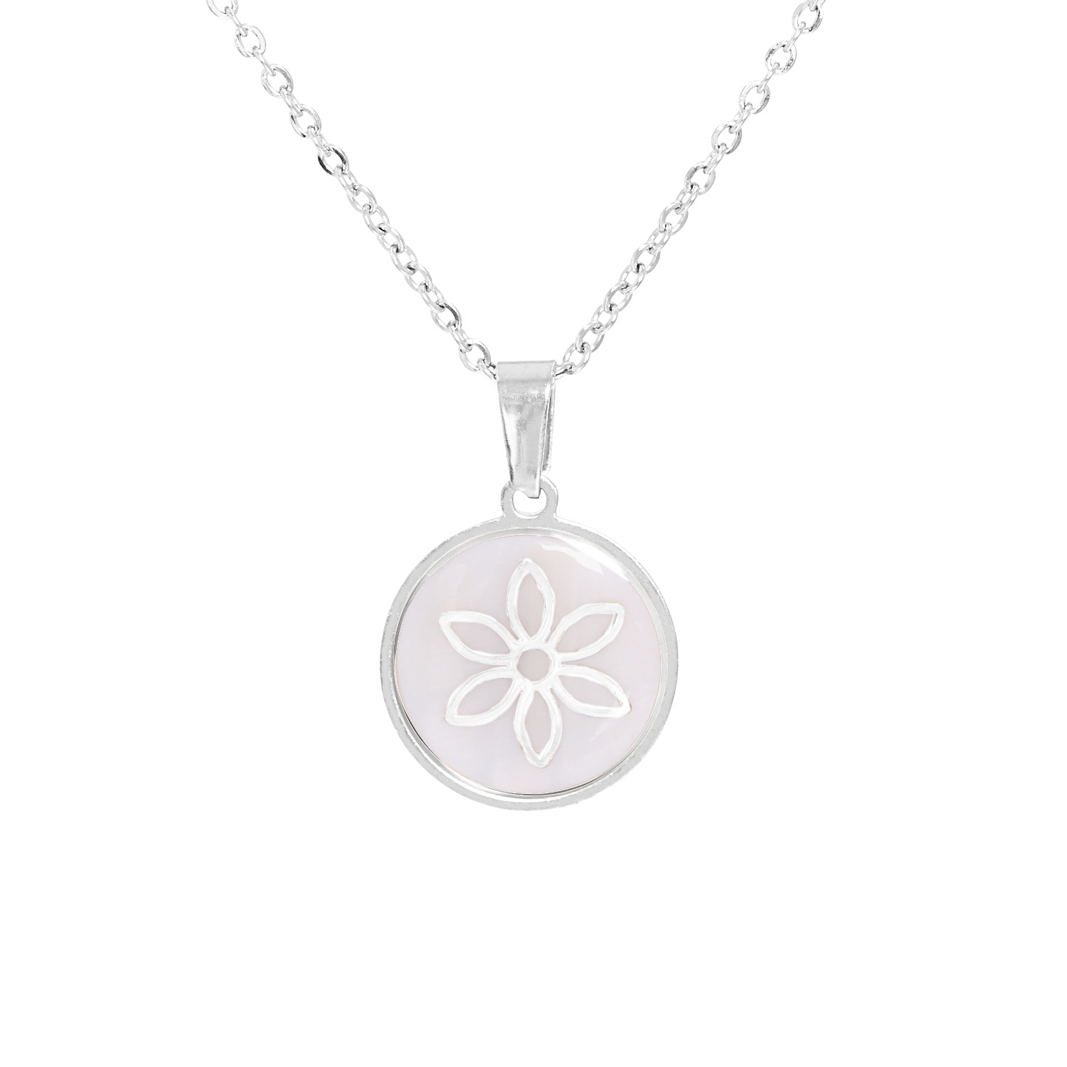 Fashion Stainless Steel New Flower Pattern Pendant Necklace For Women display picture 9