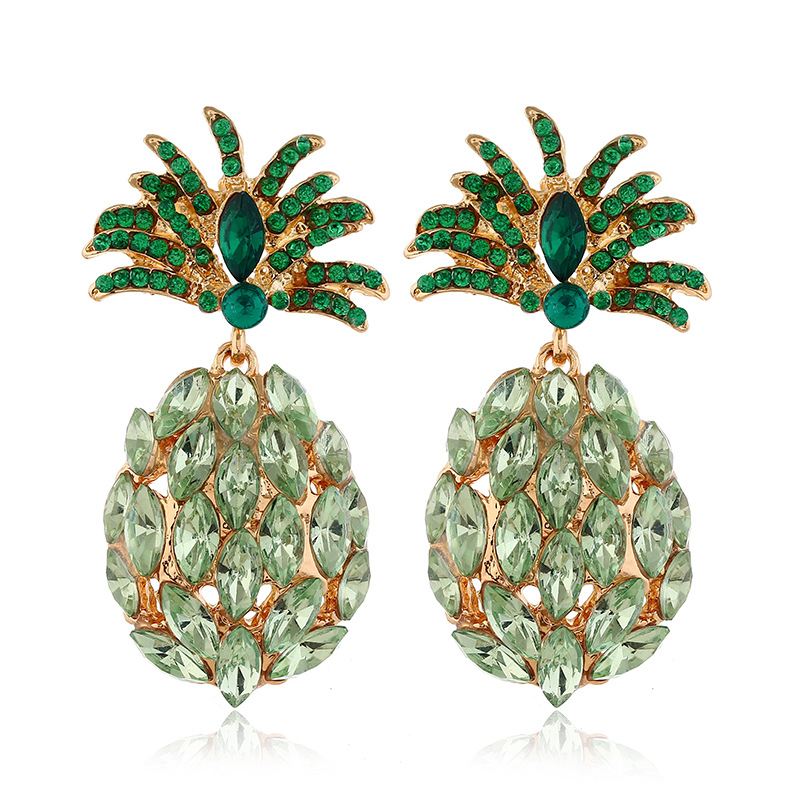Fashion Creative Fruit Pineapple Inlaid Colorful Diamond  Earrings Wholesale display picture 9