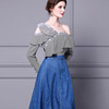 Two piece denim A-line skirt