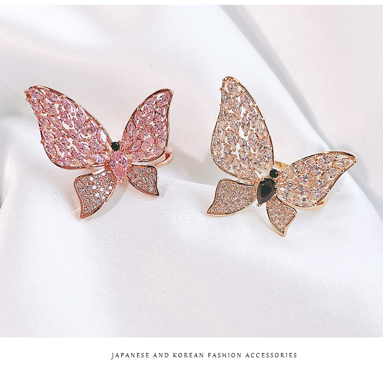 Fashion Rings For Women Korean Fashion Open Butterfly Ring Sparkling Zircon Bracelet display picture 5
