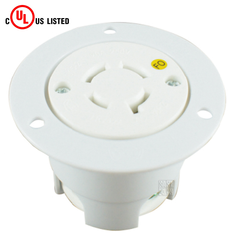 NEMA L15-20R 带螺丝孔固定插座 法兰式工业插座 电源直通柜插座