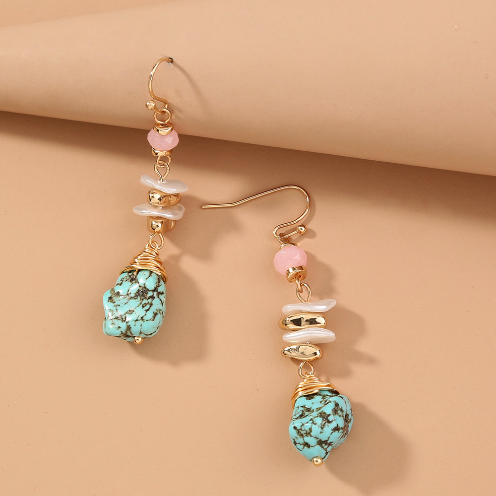 Boucles D&#39;oreilles Longues Turquoise display picture 6