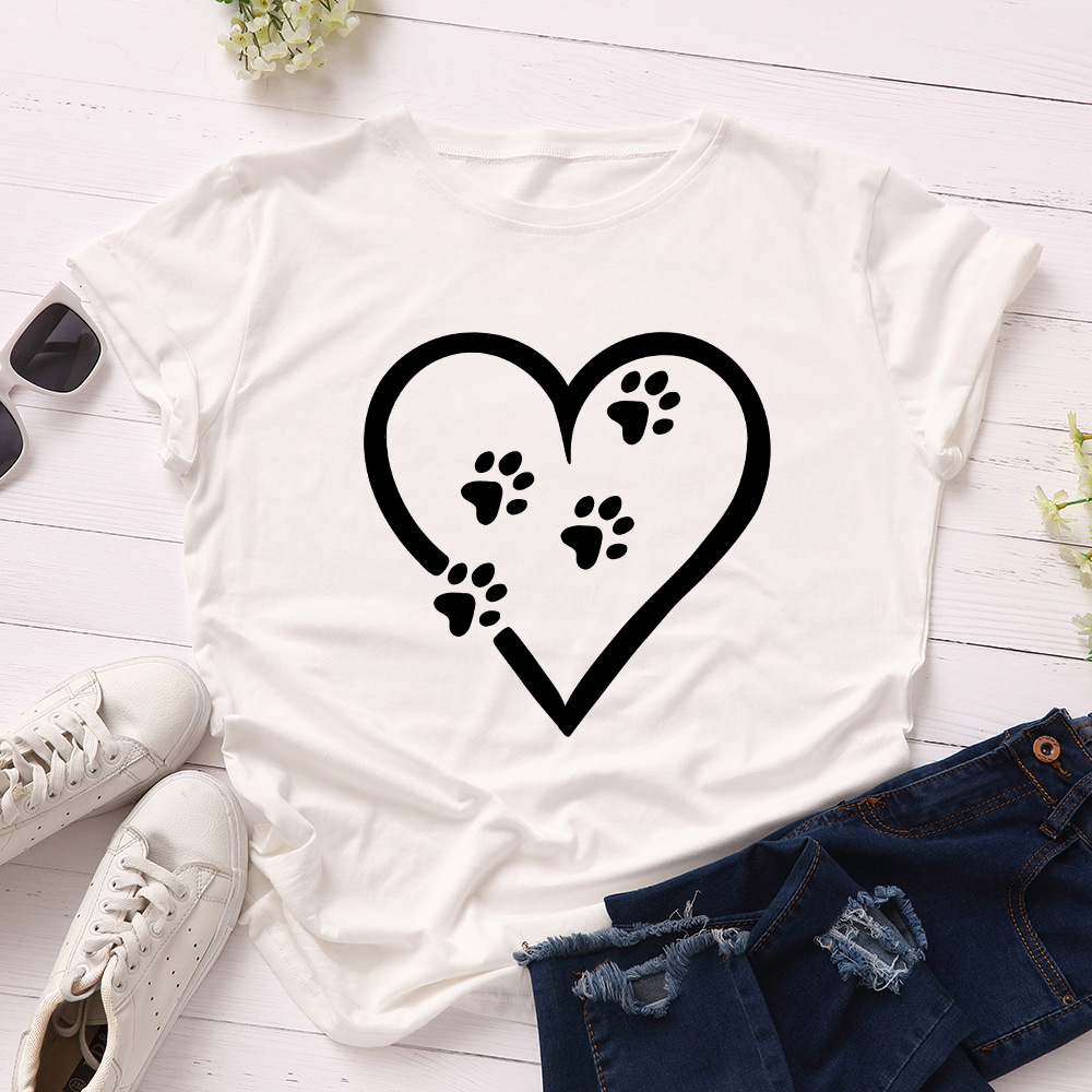 Fashion Heart Shape Modal Round Neck Short Sleeve Regular Sleeve Printing T-shirt display picture 1