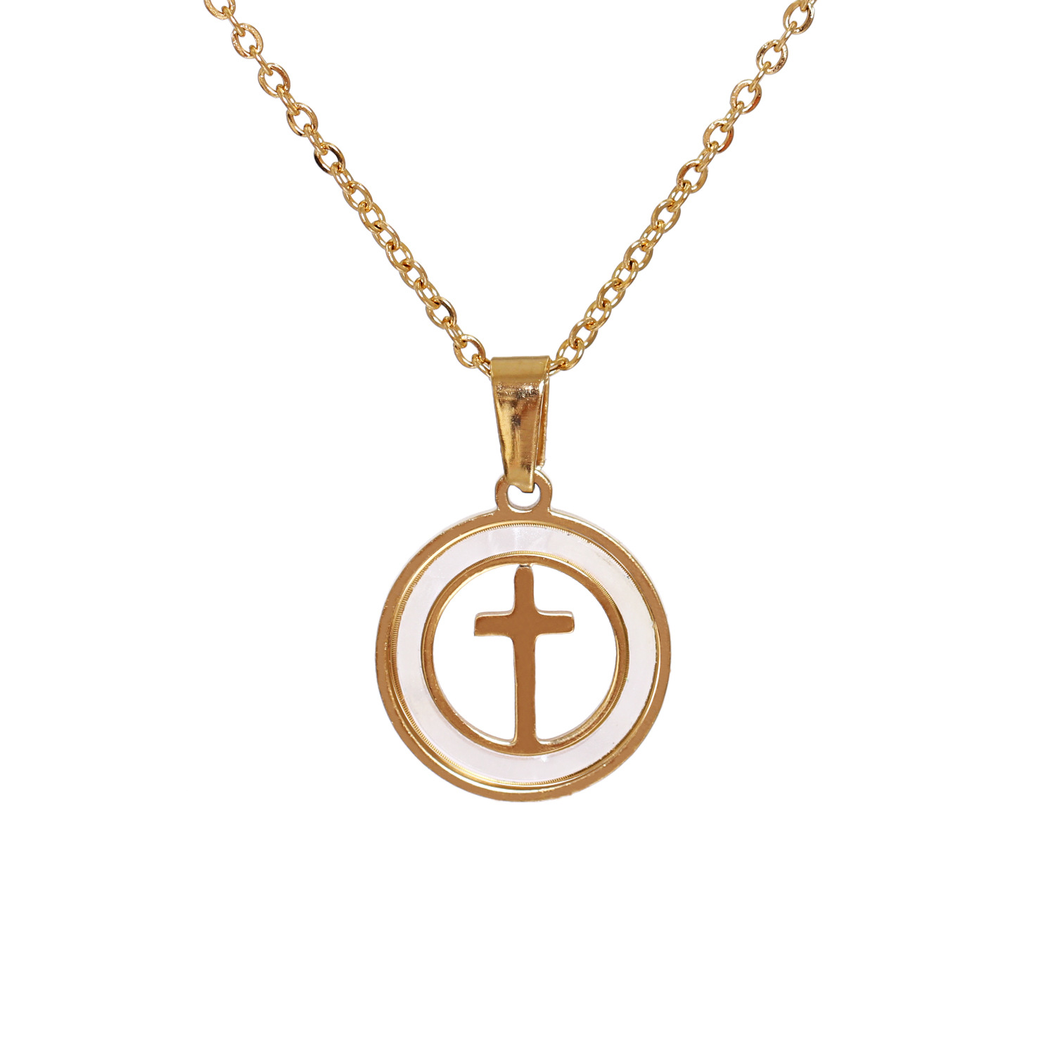 Fashion New Stainless Steel Geometric Cross Pendant Necklace display picture 5