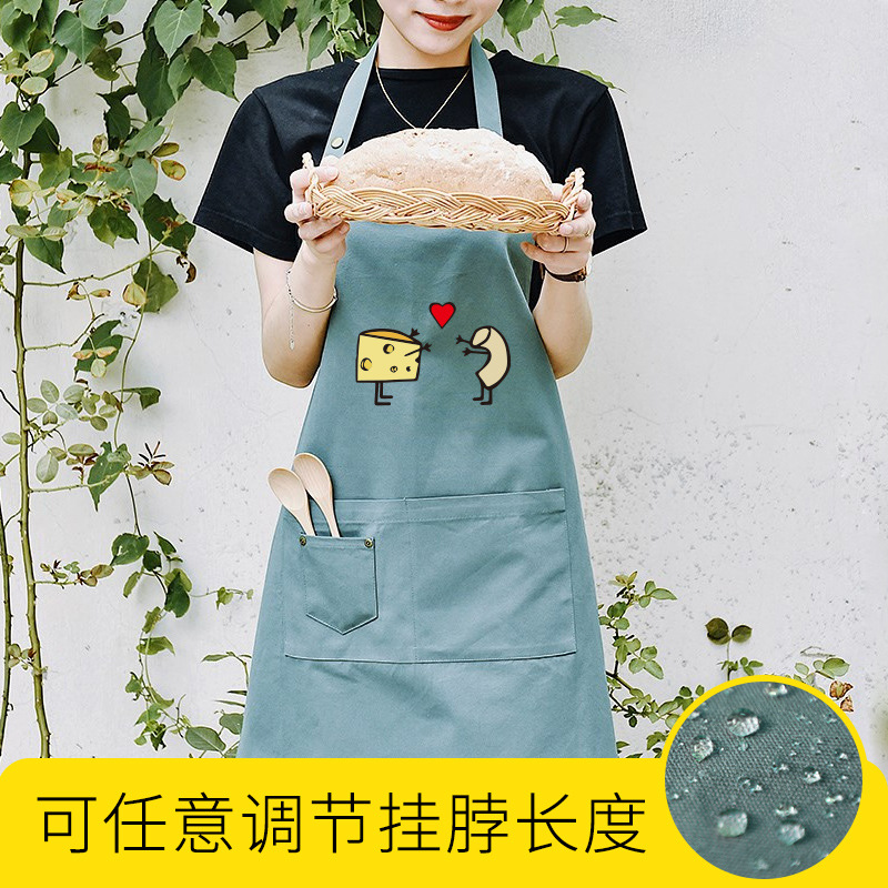 Moda coreana lienzo delantal imprimible logo tienda de frutas café cake shop hornear cocina postre trajes