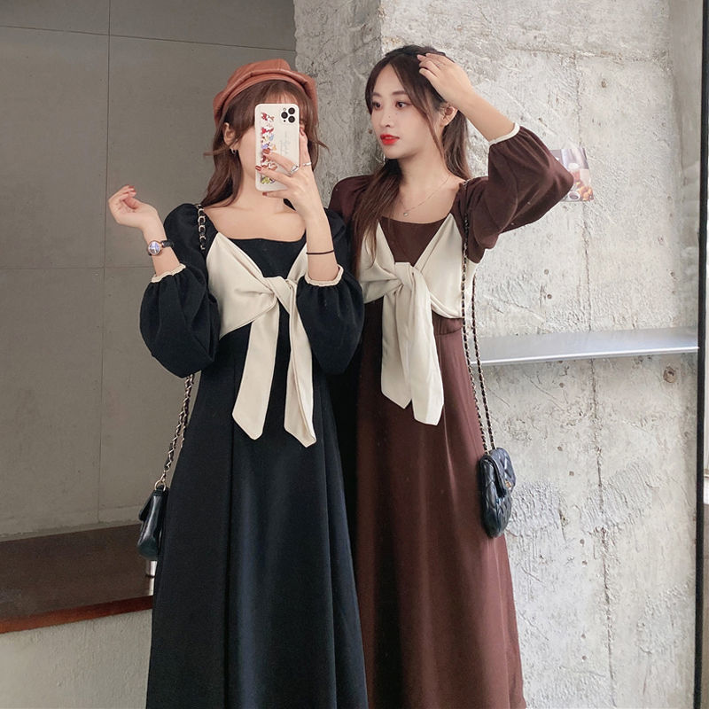 Autumn design long long-sleeve with bow