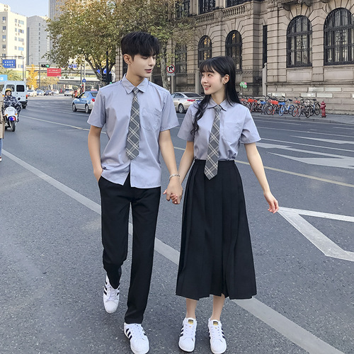 日系校服套装JK制服 基础学院风衬衫韩版中学生班服套装百褶裙jk