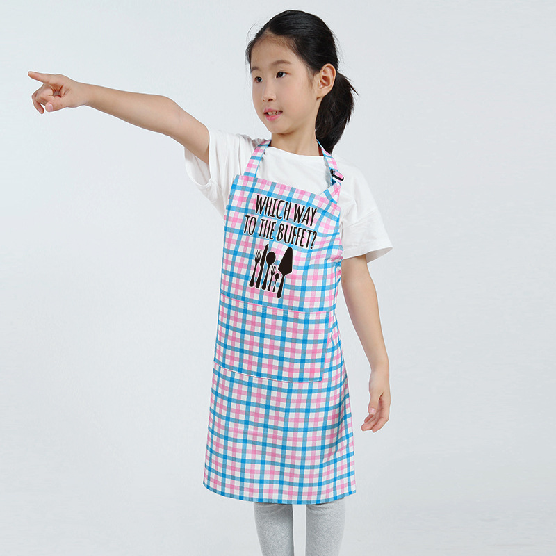 Niños delantal niños y niñas pintura hecha a mano pintura lienzo coreano moda Plaid delantal de los niños overall verano