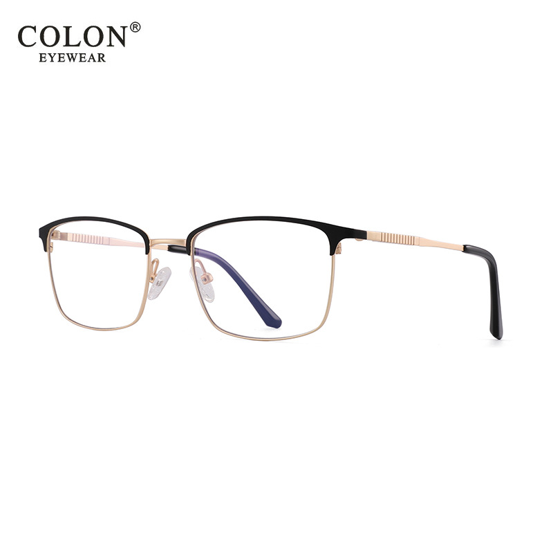 2020精英商务防蓝光不锈钢金属平光镜精致个性弹簧光学镜