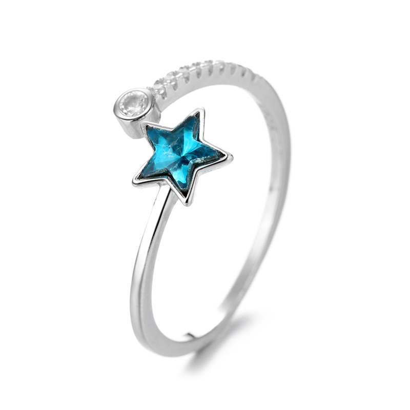 Blue Starry Sky Pentagram Ring