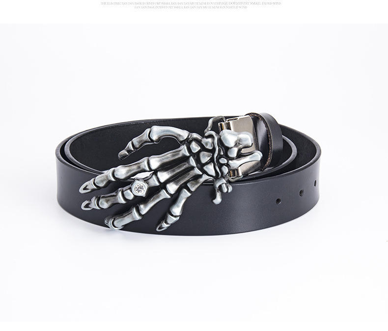 Men's Leather Belt With Skull Claw Buckle For Biker Style_voghion.com