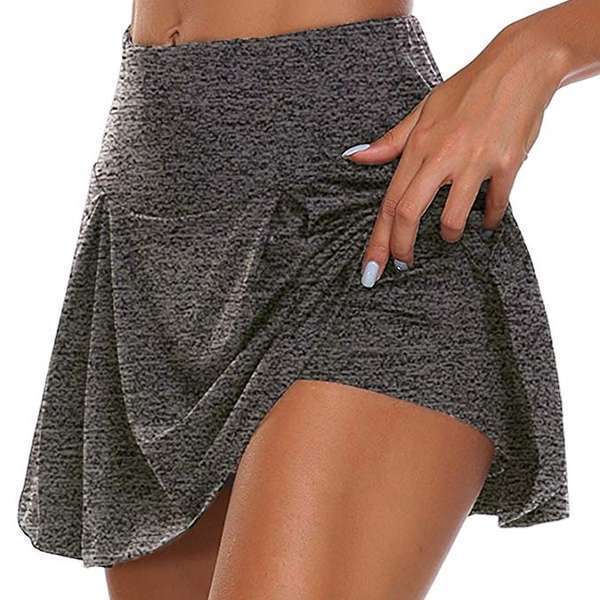 Summer Women's Solid Color Faux Two-Piece Set Leggings & Shorts European Style Casual A-Line Mini Skirt Polyester Regular Size_ecoleips.com