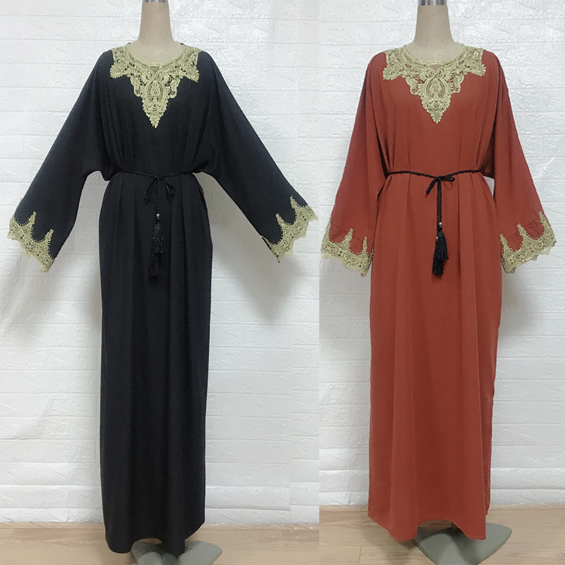 F855 Foreign trade Women's wear AliExpress ebay Muslim Robe Dubai Turkey Embroidery Easy longuette goods in stock