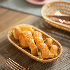 日式藤編水果籃手工編織早餐糕點麵包點心盤北歐果盤刀叉收納筐