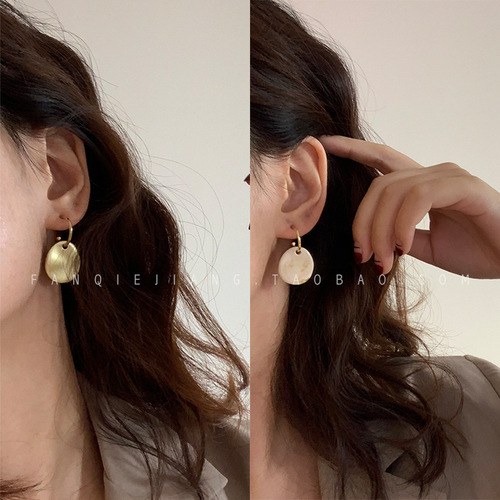 French retro personalized asymmetrical earrings for women Korean temperament internet celebrity acetic acid earrings niche earrings