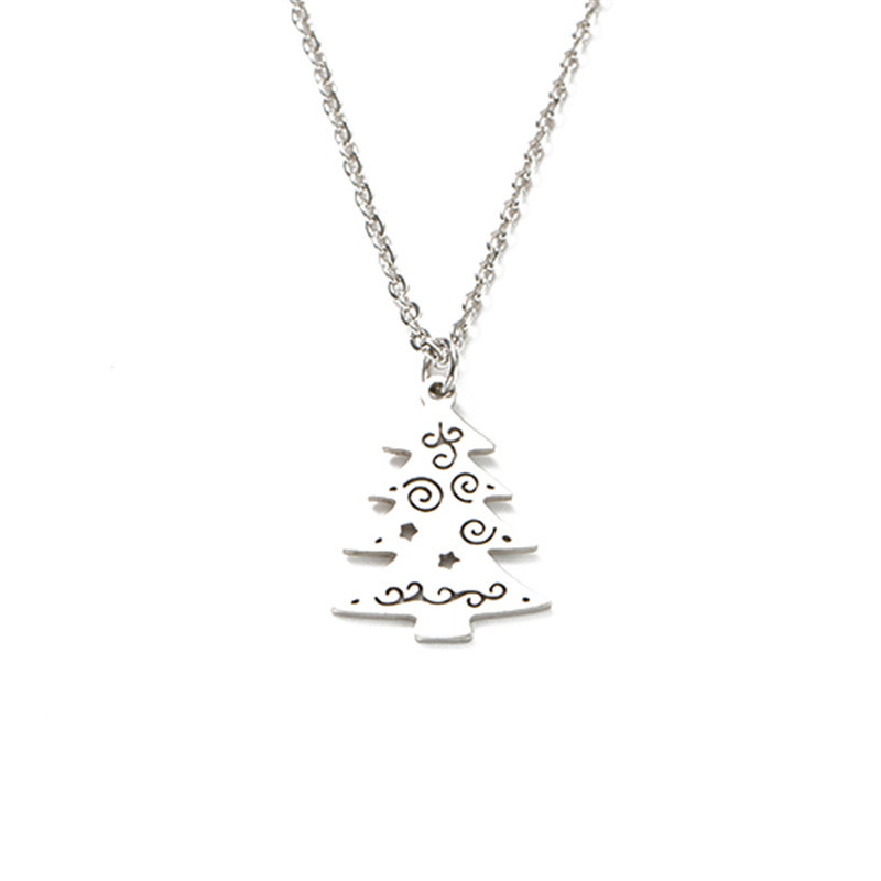 Titanium Steel Christmas Tree Necklace display picture 2