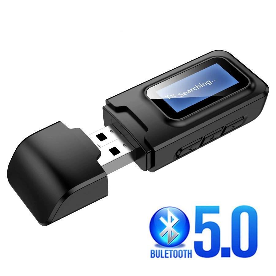 Передатчик и приемник USB Bluetooth 5.0 с LCD экраном 2 в 1 — адаптер для телевизора/компьютера аудио Bluetooth