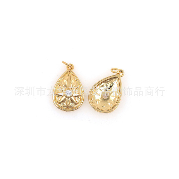 Copper pendant with zircon drop-shaped