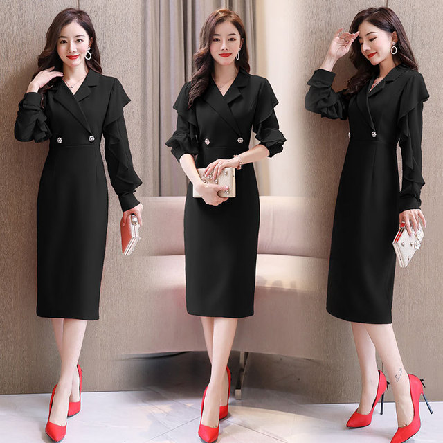 2020 spring new temperament professional medium length simple elegant dress