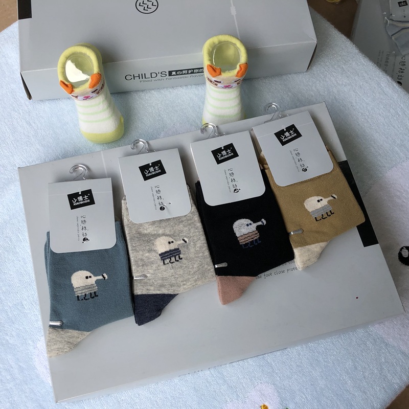 小博士儿童袜子春秋款棉袜男童女童宝宝袜秋冬季中筒袜5-9岁