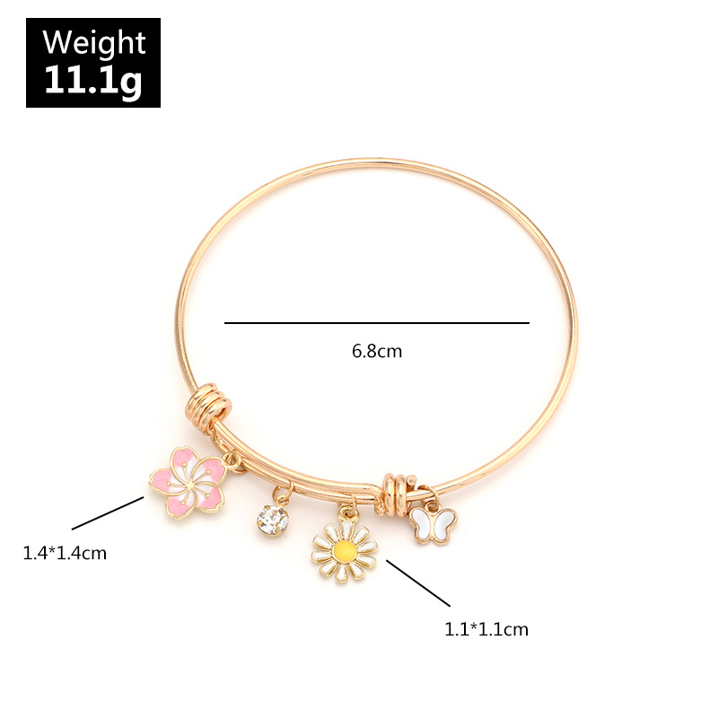 fashion jewelry new small fresh oil drop butterfly flower bracelet simple circle bracelet wholesale 