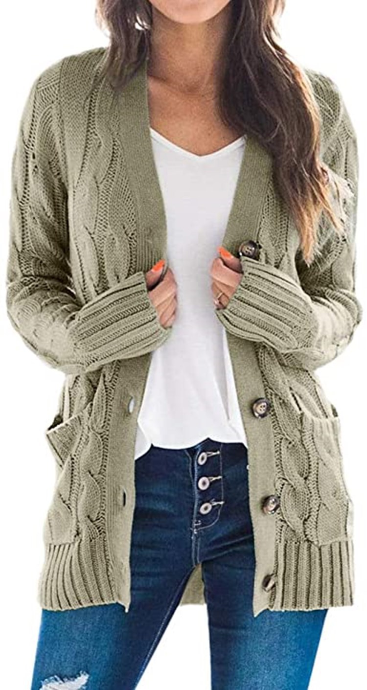 Suéter Cárdigan Nuevo de Otoño-Invierno 2026 para Mujer, Estilo Europeo y Americano, Cuello en V, Cierre de un Botón, Manga Larga, Chaqueta de Punto