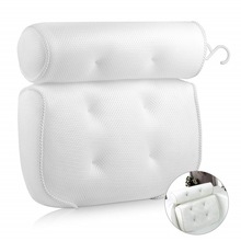 浴枕3D网布浴缸枕头带吸盘 SPA浴枕跨境直供欧美源头工厂