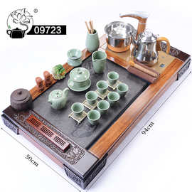 097花梨黑檀木茶盘冰裂茶具实木茶盘四合一套装茶台全自动电磁炉