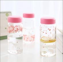 TUULI簡約櫻花系列隨手杯袋蓋玻璃杯 可愛少女透明高硼硅杯子