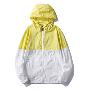 Summer thin men’s color block hooded sunscreen jacket casual skin jacket