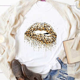 2020独立站亚马逊爆款Leopard Lips Printed Tee印花T恤