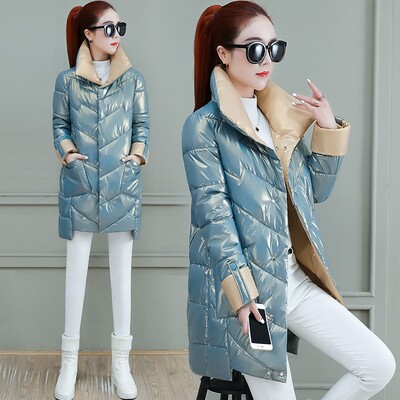 免洗羽绒棉服女装网红棉袄2020今年新款冬装亮皮亮面棉衣外套|ms
