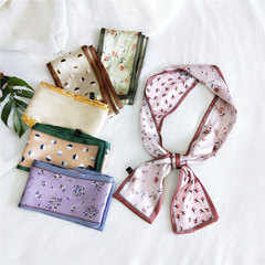 新款純色雙面平角長款領巾絲巾女韓版春秋百搭手腕帶飄帶髮帶時尚