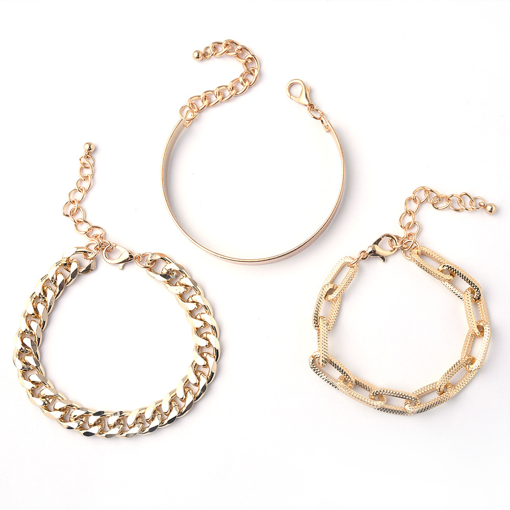 2PCS Accessories temperament hip-hop punk style flat snake bone Fried Dough Twists chain smooth brace_voghion.com