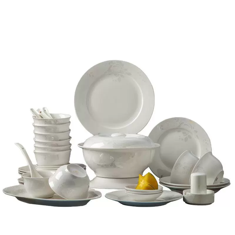 Сияние Jingdezhen на яркой керамической посуде белая роза домашняя фарфоровая миска набор костяной фарфор посуда столовый набор оптом