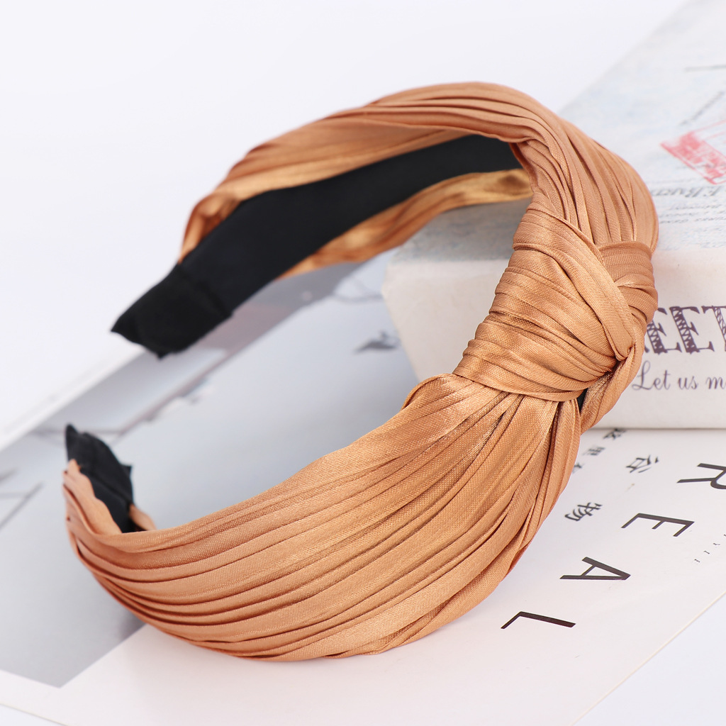 Knotted Wrinkled Headband Pure Color Wrinkled Headband Suppliers China display picture 9