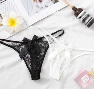 Factory direct sexy lace hollow sexy underwear hot transparent thong bow low waist underwear women