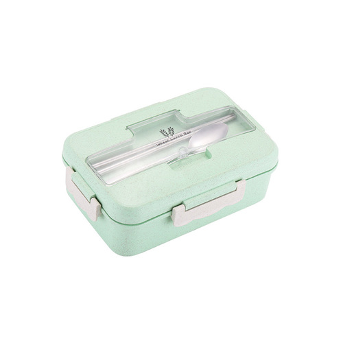 Wheat straw insulated lunch box, student bento box with divided compartments, sealed canteen portable lunch box, microwave oven heating.