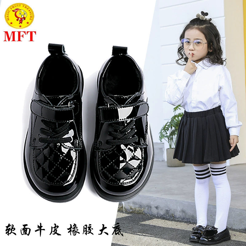 Кожаная обувь для девочек из натуральной кожи, новинка весны и лета 2023, стильные туфли принцессы на флисовой подкладке, повседневные черные студенческие туфли, обувь для выступлений